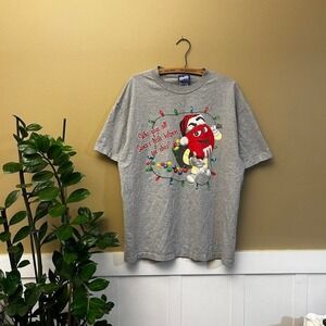 Grey vintage Y2K graphic M&M's Christmas cotton t-shirt christmas Size XL